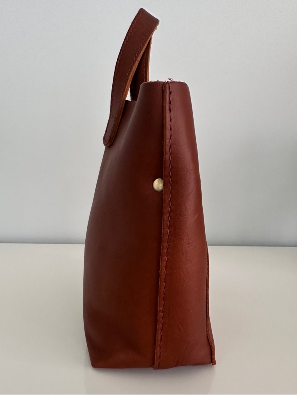 Portland Leather Goods Mini Crossbody Tote Handbag in Honey - Picture 4 of 12